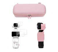 Tuvzylory Storage Protection Kit Compatible with Insta360 Luna Pro, EVA Storage Bag + Gimbal Clip + 2 Pcs Tempered Glass Screen Protectors, Portable Camera Accessories Bundle for Vlog Creators (Pink)