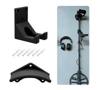 Tuvzylory Wall Mount Compatible with Most Metal Detectors, Dual Bracket Set with Headphone Hanger, Space-Saving Organizer for Home and Garage (Black)
