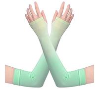 tuwiwol 1 Pair UV Protection Cooling Ice Silk Arm Sleeves Fitness Body Building Sun Sleeve Sunscreen Running Cycling Golfing, Green yellow gradien