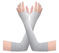 tuwiwol 1 Pair UV Protection Cooling Ice Silk Arm Sleeves Fitness Body Building Sun Sleeve Sunscreen Running Cycling Golfing, Gray white gradient