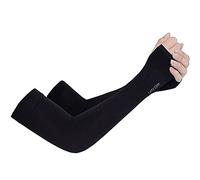 tuwiwol 1 Pair UV Protection Cooling Ice Silk Arm Sleeves Fitness Body Building Sun Sleeve Sunscreen Running Cycling Golfing, Black