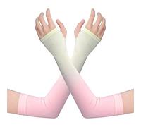 tuwiwol 1 Pair UV Protection Cooling Ice Silk Arm Sleeves Fitness Body Building Sun Sleeve Sunscreen Running Cycling Golfing, Pink yellow gradient