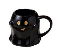 tuwiwol 3D Ghosts Coffee Mug Ceramic Cup with Smileys Face Ceramics Christmas Gift for Coffee Lover Halloween Coffee Mug Family, Black