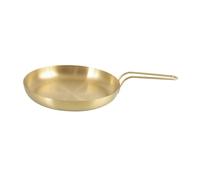 tuwiwol Durable Steak Frying Pan Flat Bottom Nonstick Fry Pan Comfortable Handle Barbecue Tableware Grill Plate Usage Creative Korean BBQ Serving Platter Metal Skillet, with Gold Handle, M