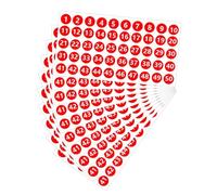 tuwiwol Easy To Number Stickers Inventory Sticker Sheets 1 To 50 Round Number Sticker Durable Labels Paper Has Outdoor Durability Of Up 3 Years Even More Indoors, red, 25.8x13.8cm