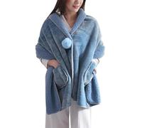 tuwiwol Flannel Cape Poncho Blanket For Women Wrap Yourself In Warmth And Elegance Wearable Blanket Polyester Soft Fleece Button Bed Jacket With Pockets