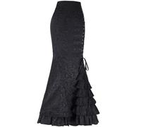 tuwiwol for Intimate Moments Ruffle Skirt for Passionate Evening Polyester The Woman in The Purple Skirt Long Black Skirt, Black,1, XXXL