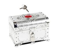 tuwiwol Medium Pirate Theme Treasure Chest Kids Toy Box Combines Playfulness With Functionality For Every Child Multifunctional Toy Box With Lock Birthday Gift , silver , 14x11x10.5cm