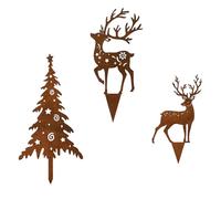 tuwiwol Metal Reindeer Sculptures Unique Rust Color Ornaments For Autumn Winter Season Christmas Plug Deer Metal Made Of Deer Decor Waterproof Durable, 3pcs