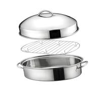 tuwiwol Roasting Pan Oval Stainless Steel Fish Steamer Amazing For Stoves Induction Cooking Fish Soup And Seafood Dishes Oval Stainless Steel Roasting Pan Food Steamer, Style A