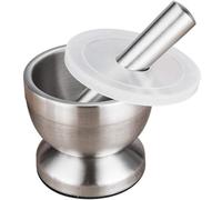 tuwiwol Stainless Steel Crushing Pounding Stone Mortar Garlic and Spices Steel Pestle Stainless Resistant Cup Efficiently, 8.6 * 8.6cm