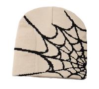 tuwiwol Versatile Spider Web Hat Trendy Knit Beanie For Any Occasion AcrylicFibers Spider Web Beanie Hat Knitted Beanie Hat, Beige