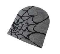 tuwiwol Versatile Spider Web Hat Trendy Knit Beanie for Any Occasion AcrylicFibers Spider Web Beanie Hat Knitted Beanie Hat, Gray Black