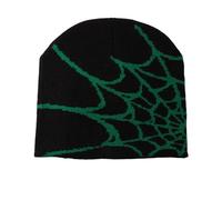 tuwiwol Versatile Spider Web Hat Trendy Knit Beanie for Any Occasion AcrylicFibers Spider Web Beanie Hat Knitted Beanie Hat, Dark Green