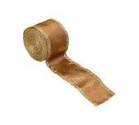 tuwiwol Wired Edge Xmas Ribbon Decorative Ribbon Composed Of Durable Materials Various Craft Projects And Home Decor Bow Making Rustic Floral Handmade Hair Bow Sewing, Gold, 500x5cm