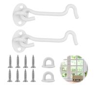 Tuwonwa 2PCS Cabin Hook, Duty Hook and Eye Latch150mm, White Stainless Steel, Stainless Steel Cabin with Screws, Heavy Duty Gate and Eye Latch for Barn Door, Shed, Patio Door, Garage or Fence