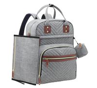 Tuwubi Diaper Bag Backpack with Changing Pad,Baby Essentials, Multi function Waterproof Backpack with Stroller Straps & Pacifier Case Light Grey