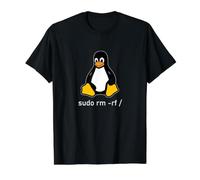 Tux Linux Penguin - Sudo rm -rf/Computer Science Computer Value Graphic T-Shirt, Men, Black, S