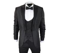 Tuxedo Blazer Waistcoat Brocade Satin Paisley Formal Dinner Jacket Infinity Leather True Black 44R