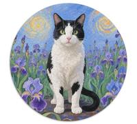 Tuxedo Cat 1000 Piece Round Puzzle for Adults Kids 14+ Cute Cat Jigsaw Puzzle Creative Unique Challenge Games Impossible Hard Difficult Challenging Puzzles 1000pcs (67.5x67.5cm)