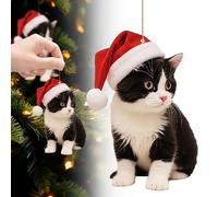Tuxedo Cat Christmas Tree Ornaments, Black And White Cat Christmas Decorations, Cute Cat Hanging Gift For Halloween & Holiday Decor, Festive Tree Decor Flat 2d Acrylic Ornament