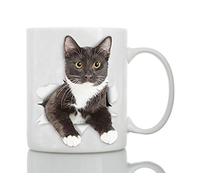 Tuxedo Cat Coffee Mug - Ceramic Funny Coffee Mug - Perfect Cat Lover Gift - Cute Novelty Coffee Mug Present - Great Birt one Size only