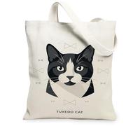 Tuxedo Cat Geometric Portrait Minimalistic Canvas Tote Bag 13x15 Inch | Geometric bowtie motifs, Minimalistic feline art, Modern graphic design