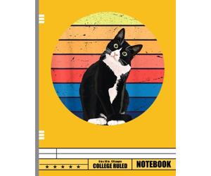 Tuxedo Cat Gift Retro Notebook: Cute Cats Wide Ruled Paper Notebook Journal | Wide Blank Lined Workbook for Teens Kids Students Girls for Home School College for Writing Notes