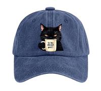Tuxedo Cat Patch Pigment Dyed Washed Baseball Cap Men Adjustable Cap Navy