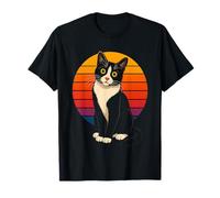 Tuxedo Cat Retro Colors for Animal Lovers T-Shirt