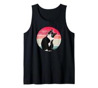 Tuxedo Cat Retro Pastels Circle of Colors Background Tank Top