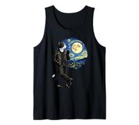 Tuxedo Cat Smoking Starry Night Painting Van Gogh Funny Tee Tank Top