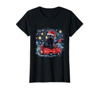Tuxedo Cat Starry Night Van Gogh Funny Cat Christmas Value Graphic T-Shirt, Women, Black, S