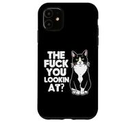 Tuxedo Cat The F You Lookin At Funny Kitten Humor Men Women Case for iPhone 11