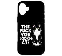 Tuxedo Cat The F You Lookin At Funny Kitten Humor Men Women Case for iPhone 16 Plus
