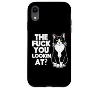 Tuxedo Cat The F You Lookin At Funny Kitten Humor Men Women Case for iPhone XR