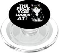 Tuxedo Cat The F You Lookin At Funny Kitten Humor Men Women PopSockets PopGrip for MagSafe