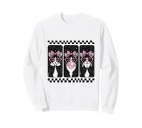 Tuxedo Cat Trio Coquette Bow Bubblegum Retro Sweatshirt
