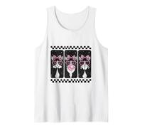 Tuxedo Cat Trio Coquette Bow Bubblegum Retro Tank Top