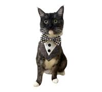 Tuxedo Collar Bandana, Wedding Outfit, Bow Tie for Dogs and Cats - Small, Medium, Large - Pet Outfit for Party, Birthday, Festival,(S,Brown)