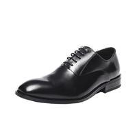 Tuxedo Dress Shoes for Men's Genuine Leather Lace Up Brogue Non Slip Block Heel Anti-Slip Casual(7.5 UK) Black