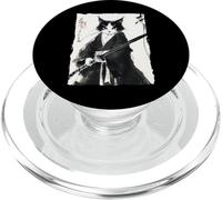 Tuxedo Samurai Cat Japanese Ink Painting Swordsman Gift PopSockets PopGrip for MagSafe
