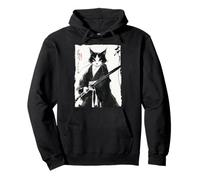 Tuxedo Samurai Cat Japanese Ink Painting Swordsman Gift Pullover Hoodie