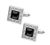 Tuxedo Shirt Studs Crystal Cufflinks for Men Rhinestone Cuff Links Square Cufflinks for Men French Cuff Links Mens formal Dress Shirt Studs for Wedding Business Prom Party, S, Metal, no gemstone