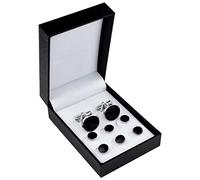 Tuxedo Studs and Cufflinks Set, Mens Cufflinks and Cuff Studs Set Cuff Links Stainless Steel Tux Buttons with Box for Tuxedo Shirts Wedding Business Gift, M, Stainless Steel, no gemstone
