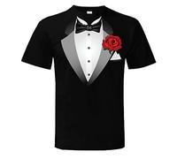 Tuxedo T Shirt - Design Features a Bow Tie - Great Fancy Dress or Funny Stag Do T Shirt - 100% Cotton Tuxedo Shirt Black