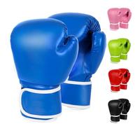 TUXHUI Kids Boxing Gloves for Kids Boys Girls Teens Age 5-12 Training Gloves for Punch Bag Kickboxing Muay Thai (Blue - No Pattern)