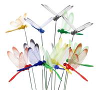 Tuxiaobu 12 Pcs Dragonfly Garden Decor Stakes - Fake Dragon Fly Floral Picks Cake Party Dragonflies Decorations - 3D Dragon Fly for Indoor Outdoor Flower Pot Thanksgiving Christmas Whimsical Gifts