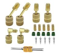 Tuxihapp Car R410A Adapter Kit, Mini Split Vacuum Pump Adapters, 5/16" to 1/4" Coupler Car HVAC Refrigerant Hose Adapter Connector, Charging Vacuum Port Adapters with Valve Core Remover for AC(Gold)