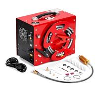 TUXING 4500Psi Pcp Air Compressor, Auto-Stop,Oil&Water-Free, Unique Vertical+Wire Spool Portable Design,Built-in DC 12V/AC 220V Power Converter, Paintball/Scuba Air Compressor (TXES062)